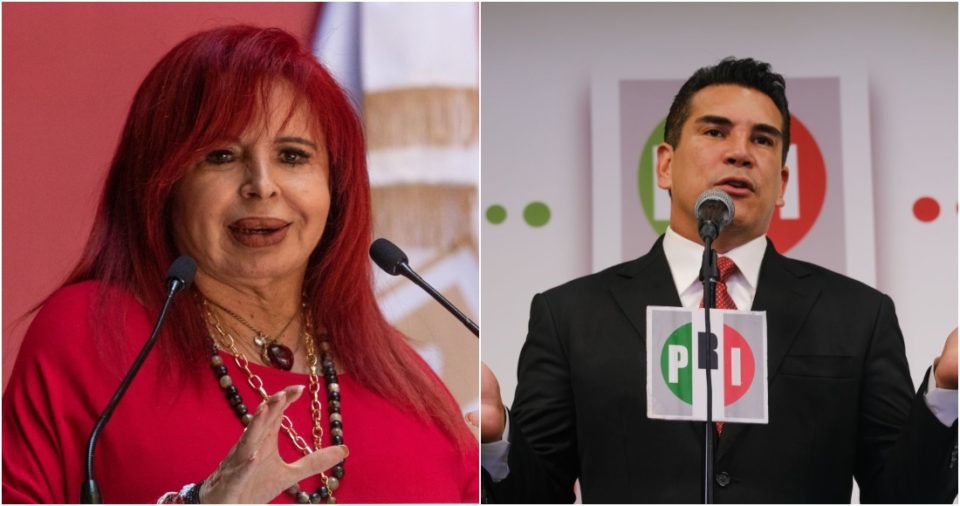 Layda Sanores, Gobernadora de Campeche, y Alejandro Moreno, dirigente del Partido Revolucionario Institucional (PRI).