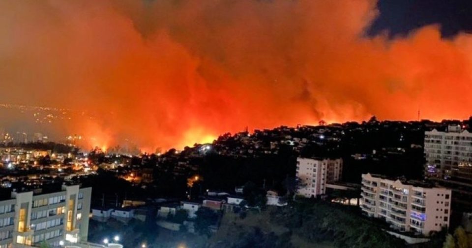 Incendio en Viña del Mar, Valaparíso, Chile.