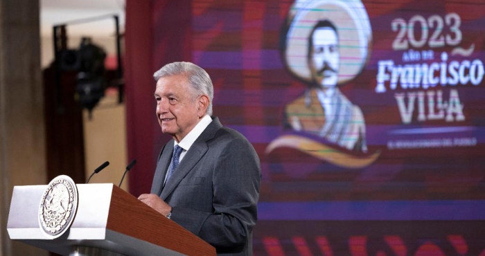 El Presidente Andrés Manuel López Obrador en conferencia.