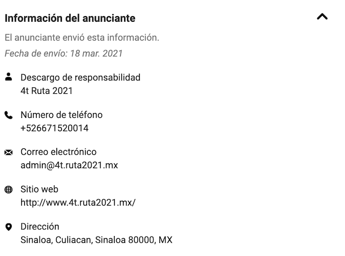 Por último, la quinta página de Facebook vinculada al mismo número telefónico es Sinaloa Ruta 2021; desde ahí se promocionaron también publicaciones para atacar a Mario Zamora, candidato del PRI a la Gubernatura en la pasada elección, a Noroeste y a Sergio Torres Félix, exalcalde de Culiacán.