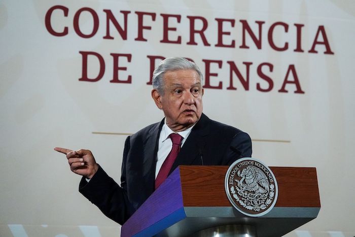 El Presidente Andrés Manuel López Obrador durante la conferencia de prensa matutina de este miércoles en Palacio Nacional.