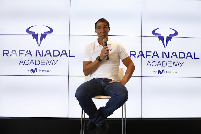 Rafael Nadal durante una rueda de prensa en su academia de tenis en Manacor, Mallorca, España, el jueves 18 de mayo de 2023.